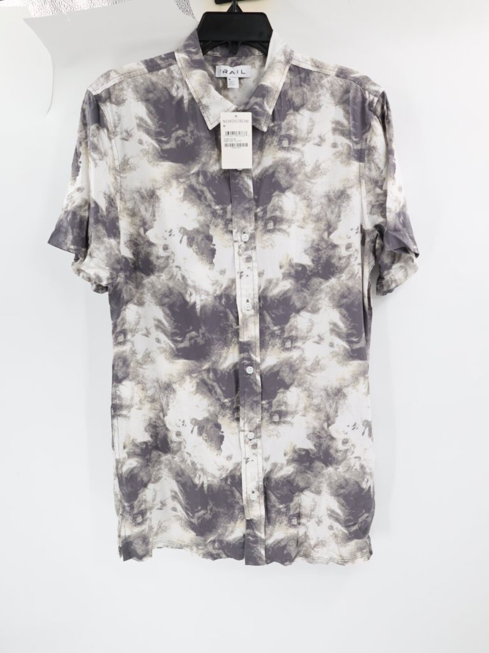 NWOT The Rail Shirt Men's Medium Rayon Short Sleeve Button Up Tie Dye stretch